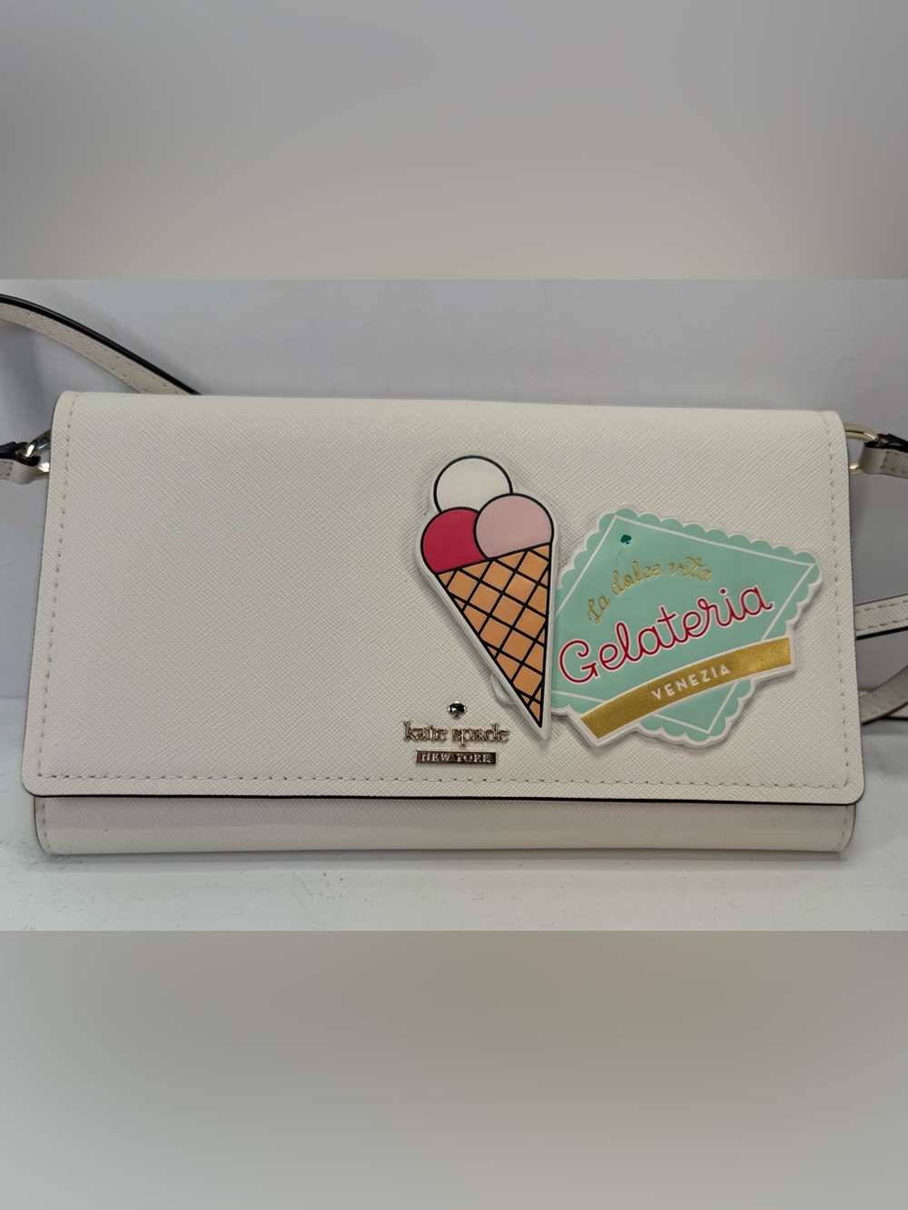 kate spade Venice Stormie White Gelato Patch Crossbody Wallet Purse
